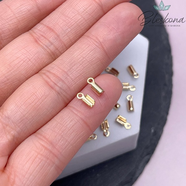 7*2,5 мм Цвет золото, Зажим-Концевик для шнура гладкий 