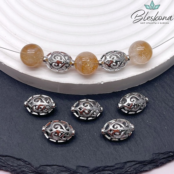 14*9 мм Цвет серебро, Бусина Этно №3