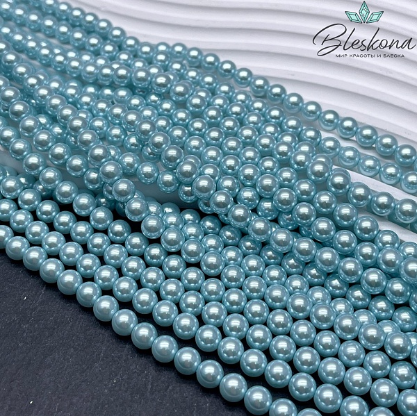 Жемчуг Майорка цвет голубой 6 мм