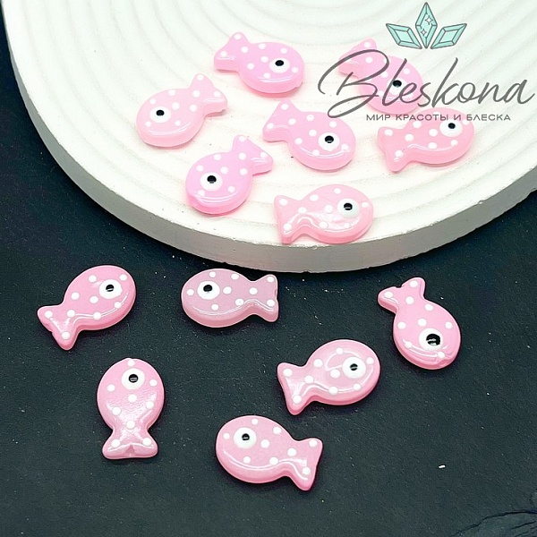 20*12 мм  Бусина рыбка розовая