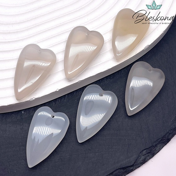 18*29 мм Подвеска Сердце Серый Агат