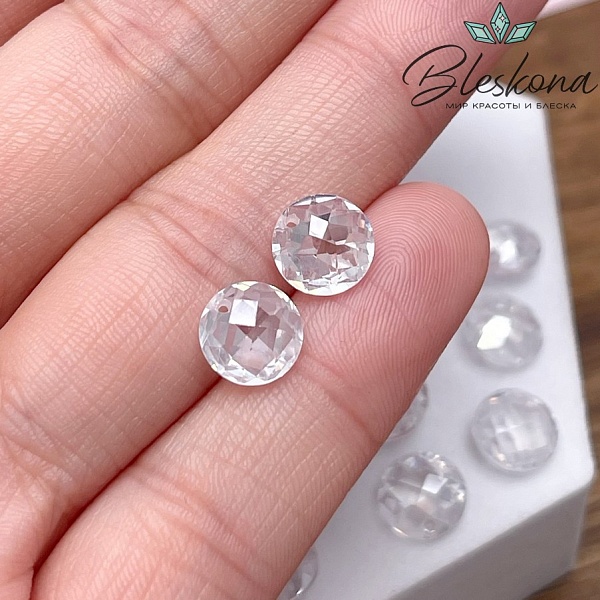 8 мм, Подвеска Циркон круг белый №1 (кубический цирконий, фианит) 