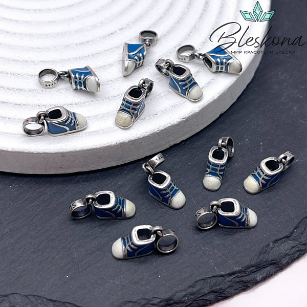 10*5мм Подвеска мельхиор Кеды с бейлом эмаль