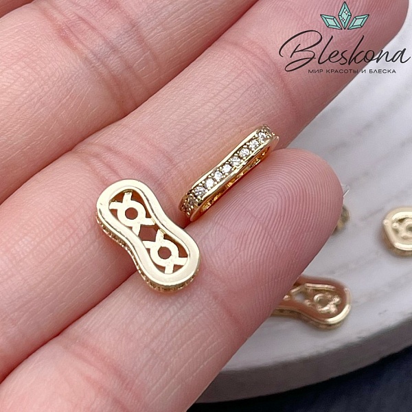 13*6,5*2,2 мм Цвет золото, Бусина разделитель 2 ряда