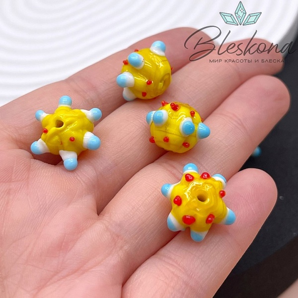 11*14 мм Бусина шар желтый пупырчатый