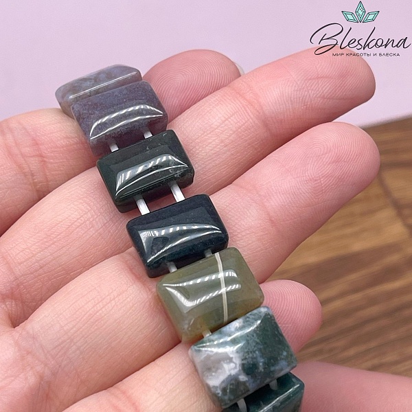 Агат индийский прямоугольник с двумя отверстиями 14*10 мм