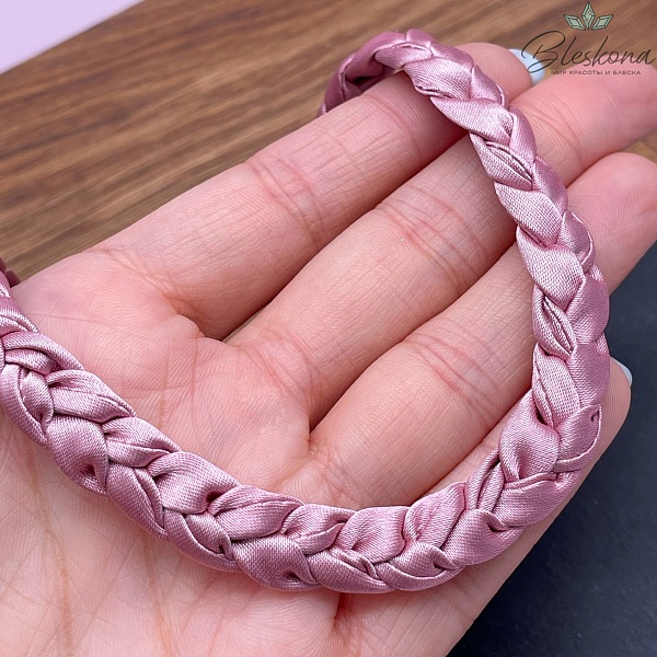 Шнурок косичка под кулон цвет розовый, серебро 40 см