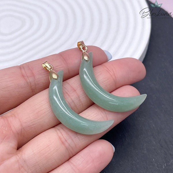 35,5*19,5 мм Цвет золото, Подвеска полумесяц Авантюрин зеленый