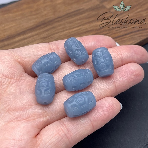 Резная Бусина Дзи 9 глаз Ангелит 17*11 мм