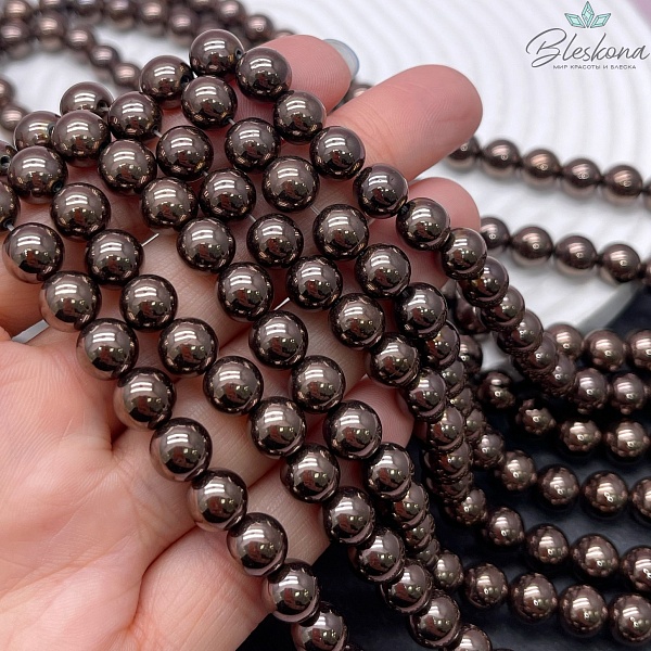 8 мм Гематин имитация, цвет коричневый  (шоколадный)