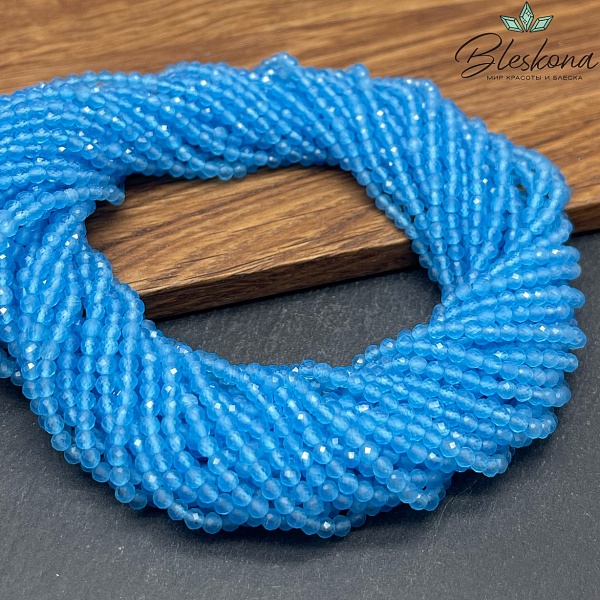 Кошачий глаз темно-голубой микроогранка (имитация) 3 мм