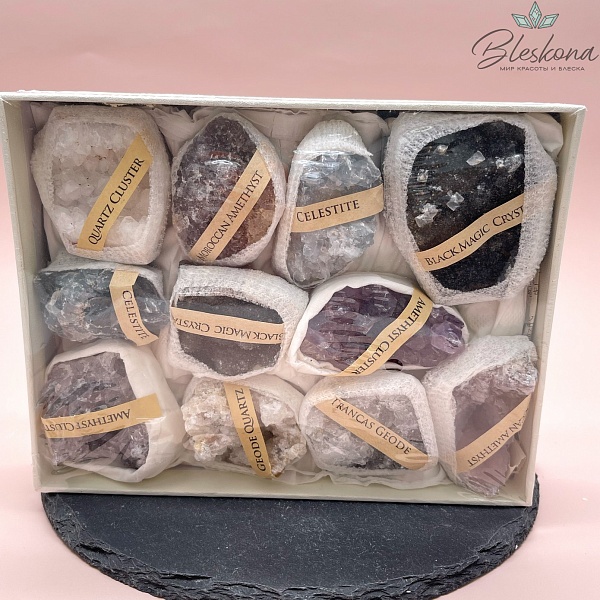 Коллекционный набор друз необработанных кварцев  