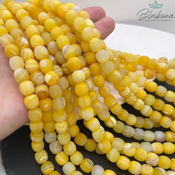 Агат с узором №43 бочата в термической обработке 8,5*9 мм