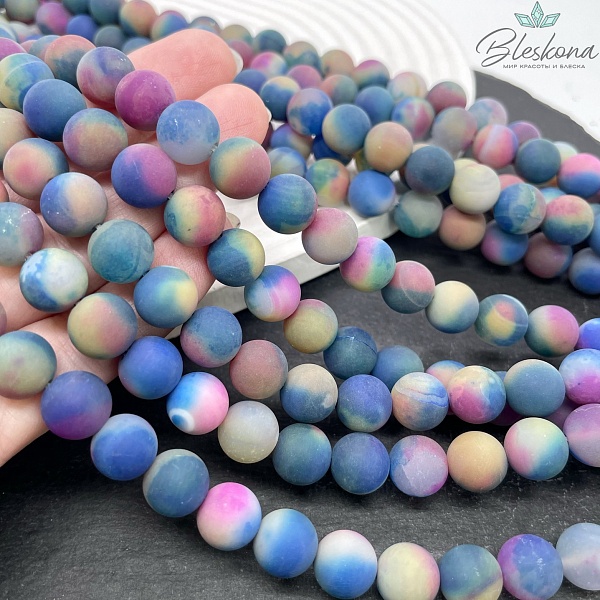 Агат с узором №17 матовый 10 мм