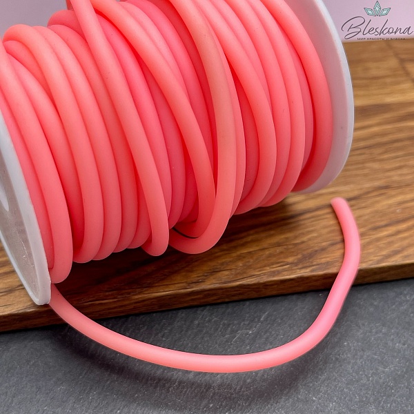 Каучуковый полый шнур, Цвет персиковый 4 мм