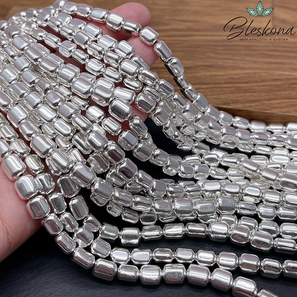 6-9 мм Гематин галтовка, цвет светлое серебро, имитация УЦЕНКА