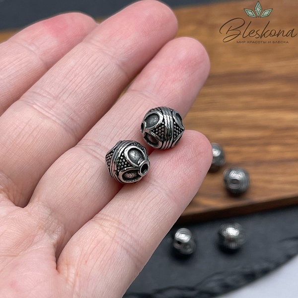 Бусина шар, цвет серебро 9,5мм