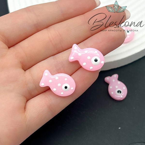 20*12 мм  Бусина рыбка розовая