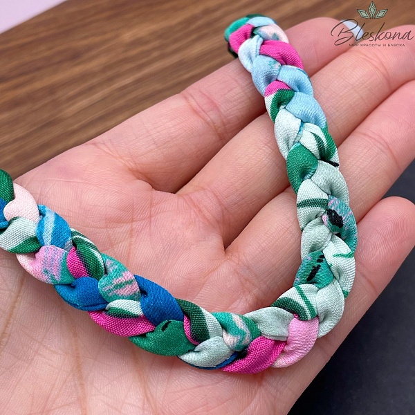 Шнурок косичка под кулон цвет микс №1, серебро 40 см