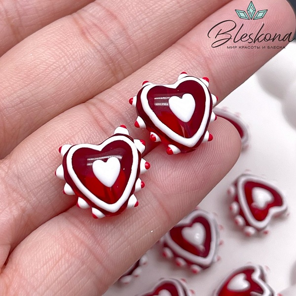 15*16 мм Бусина сердце красное