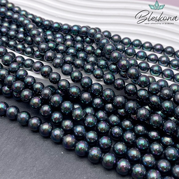 Жемчуг Майорка цвет черный хамелеон 8 мм