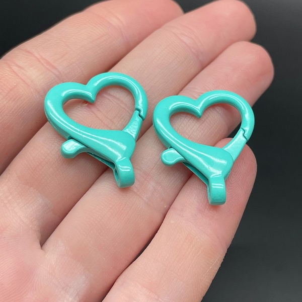 22*26мм , Замок крупный сердце бирюзовая  эмаль 