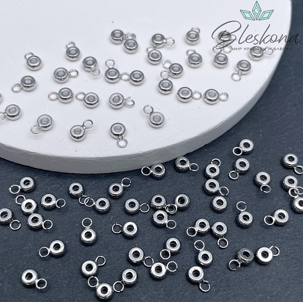 4 мм Цвет серебро, Бейл разъемное кольцо Люкс