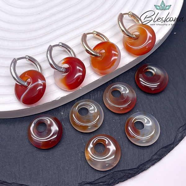 Бублик смещенный центр Агат Сардоникс 18мм