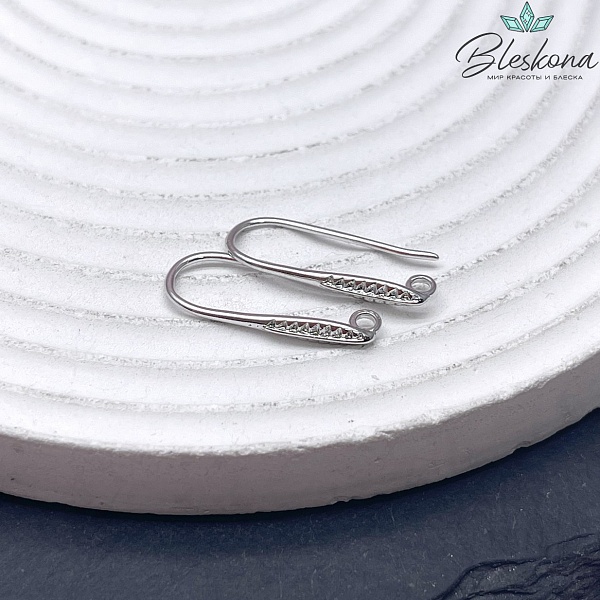 21*2,7 мм Цвет серебро, Швензы крючок листик цирконы