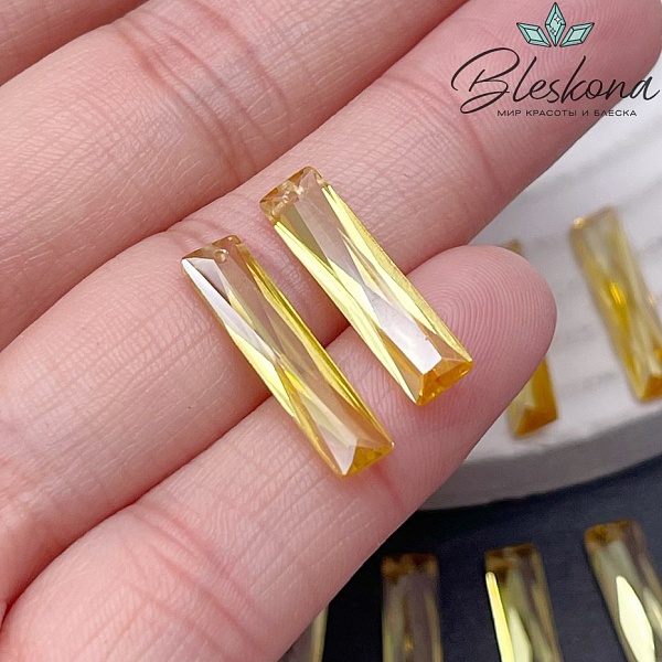20*4,8 мм, Подвеска Циркон прямоугольник темно-желтый (кубический цирконий, фианит) 
