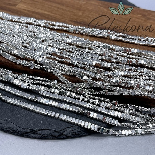 2*4 мм Гематин плоский прямоугольник, светлое серебро, имитация