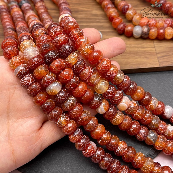 Агат Кракле светло-коричневый рондель 12*7 мм