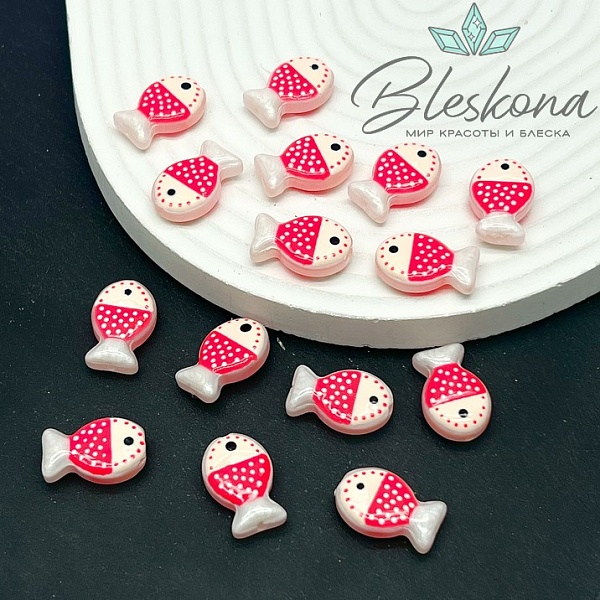 20*12 мм  Бусина рыбка бледно- розовая