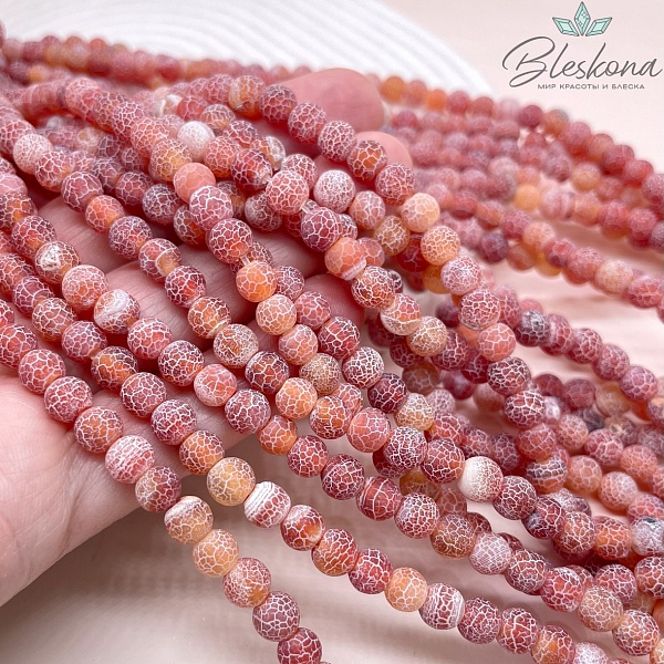 Агат Кракле светло-коричневый матовый 6 мм