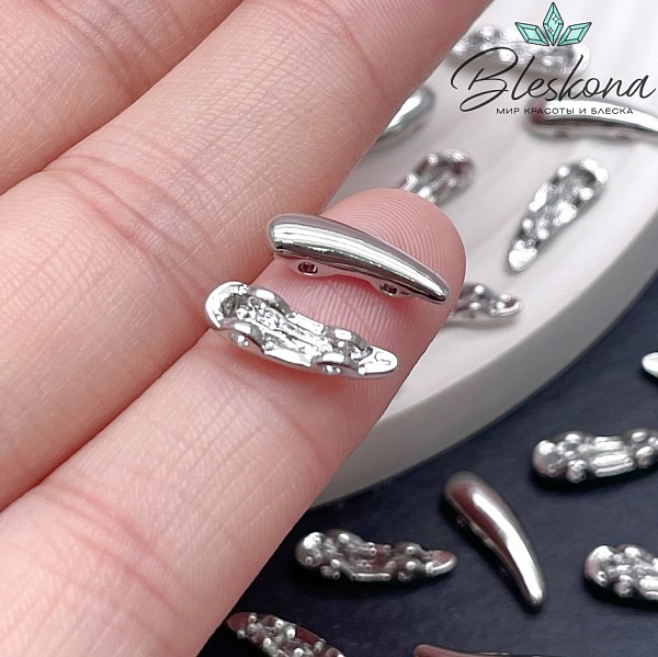 4*13,6 мм Цвет серебро, Бусина-разделитель капля на 2 ряда