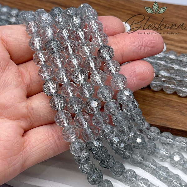 Кварц снежный огранка светло- серая (имитация) 8 мм