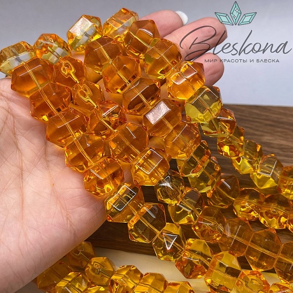 12*19 мм Бусины фриформ огранка, цвет оранжевый, фриформ