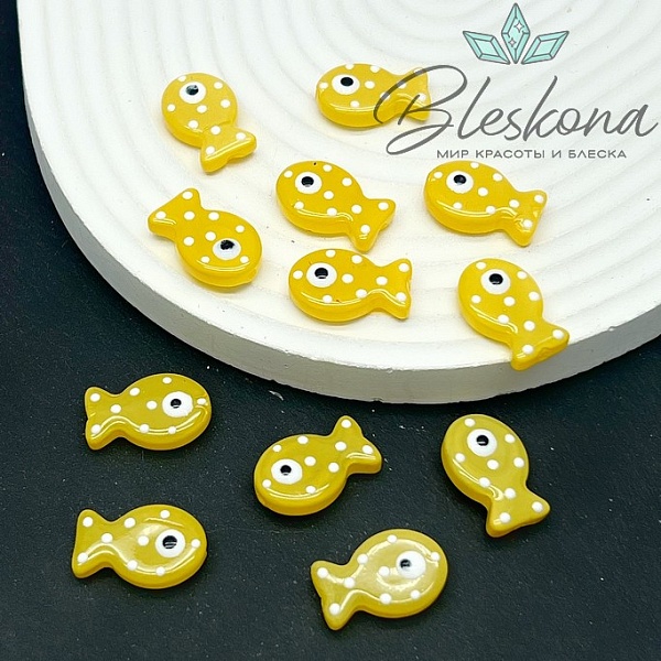 20*12 мм  Бусина рыбка желтая