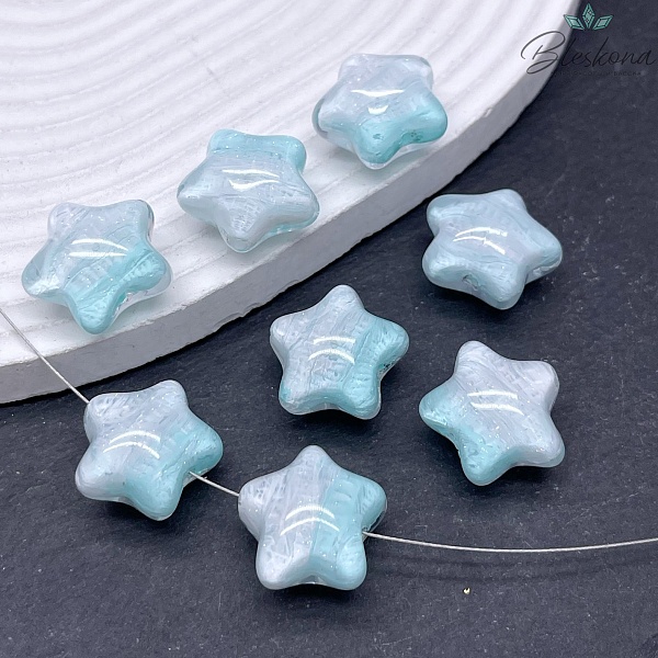 18*20 мм Бусина зефирная звезда  бело- зеленое