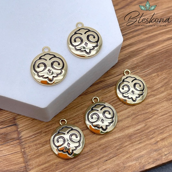 18*15 мм Цвет золото, Подвеска круг Этно 