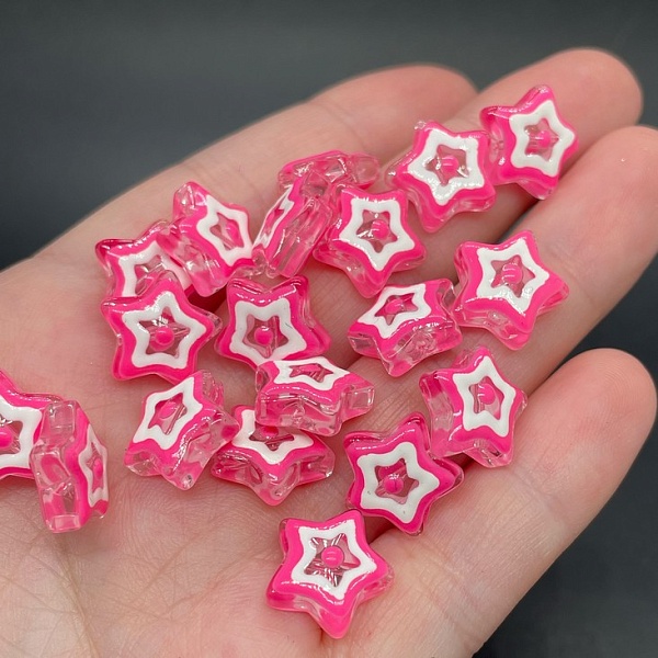 12 мм, Бусина звезда розовая уп.5шт