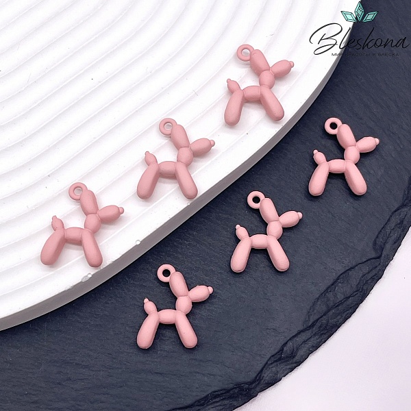 14*18 мм, Подвеска пудель розовая эмаль матовая