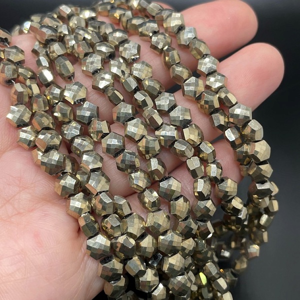 5*6 мм Стекло Lux, шестиугольник, цвет золото