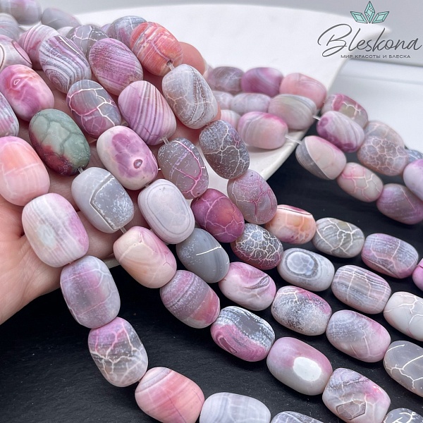 Агат с узором №39 (матовый) бочата 18*13 мм