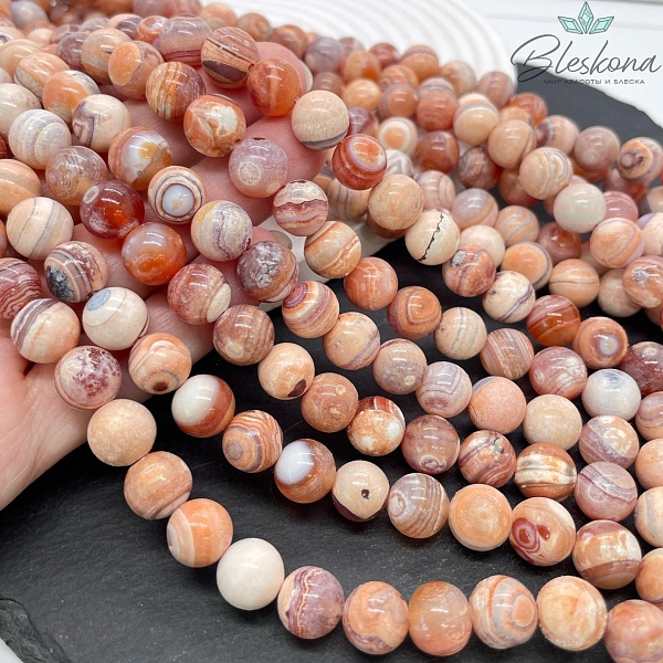 Агат с узором №12 (полуматовый) 10 мм