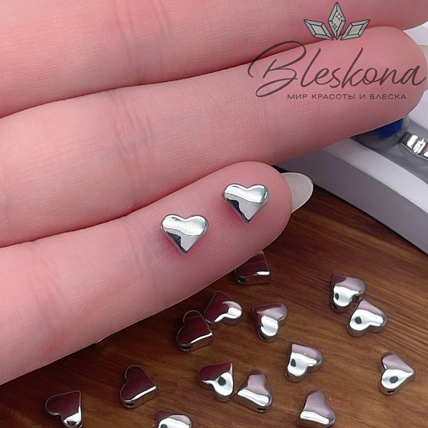 5,3*6 мм Цвет серебро, Бусина сердце