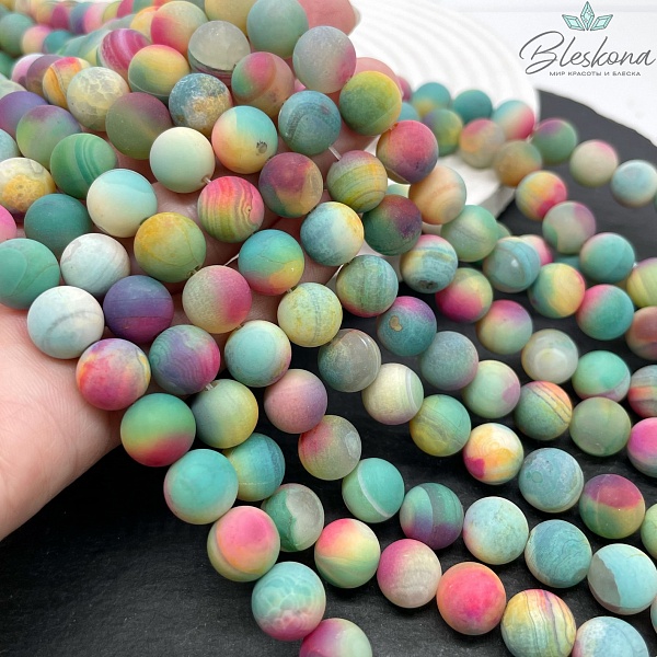 Агат с узором №15 матовый 10 мм