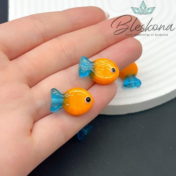 20*12 мм  Бусина рыбка оранжевая