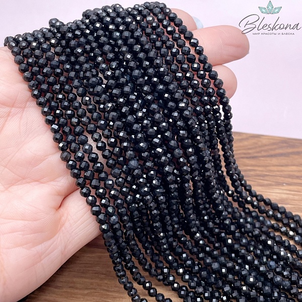 Агат черный алмазная огранка 3,5 мм 