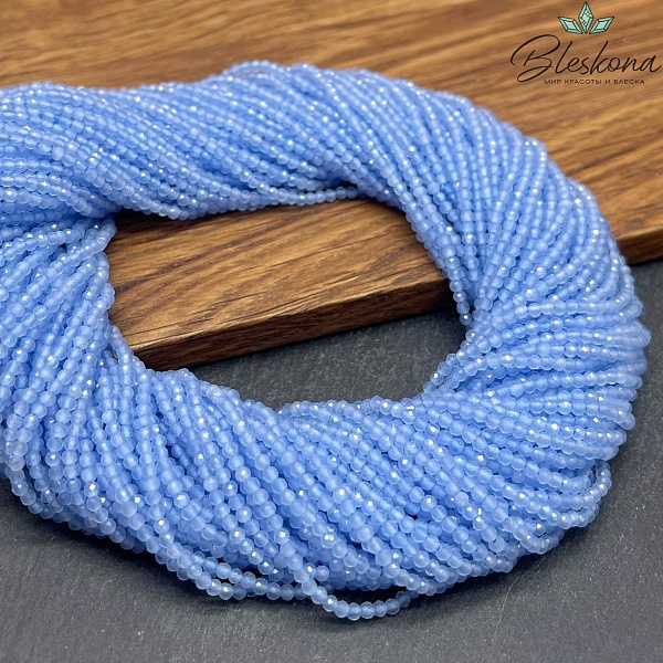 Кошачий глаз светло-синий микроогранка (имитация) 2 мм